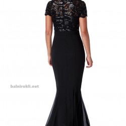 Бална Дълга Черна Рокля Елегантна Шифон Дантела