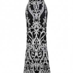 Блестяща Бална Рокля Черно и Сребристо