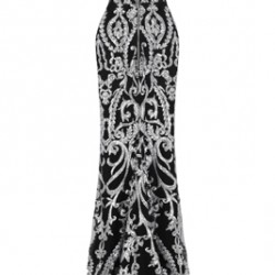 Блестяща Бална Рокля Черно и Сребристо