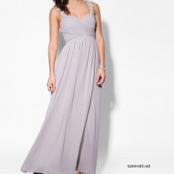 Бална Дълга Сива Рокля Бюстие Презрамки