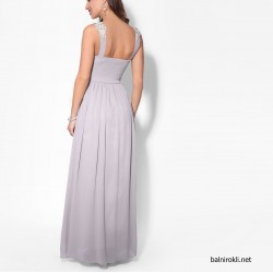 Бална Дълга Сива Рокля Бюстие Презрамки