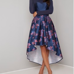 Асиметрична Официална Тъмносиня Рокля Ръкави