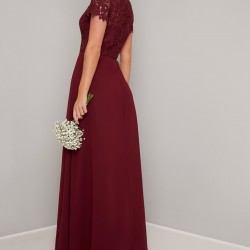 Абитуриентска Тъмночервена Бална Рокля Бюстие Дантела Абитуриентска Тъмночервена Бална Рокля Бюстие Дантела