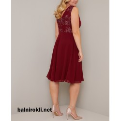 Елегантна Тъмночервена Официална Рокля Макси Дами