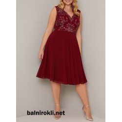 Елегантна Тъмночервена Официална Рокля Макси Дами