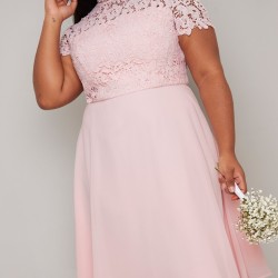 Абитуриентска Къса Розова Рокля Дантела Макси Дами