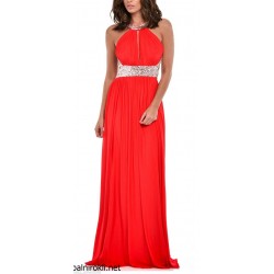 Елегантна Червена Рокля Древногръцки Стил ДИАМАНТИ Гол Гръб