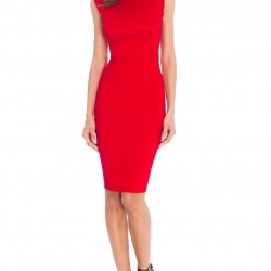 Къса Елегантна Вечерна Рокля Червена Дантела  