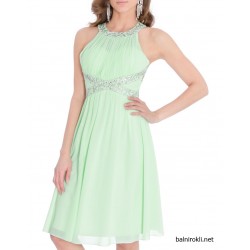 Елегантна Къса Официална Рокличка Цвят Мента