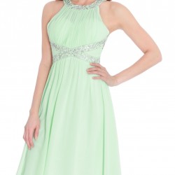 Елегантна Къса Официална Рокличка Цвят Мента