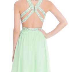 Елегантна Къса Официална Рокличка Цвят Мента