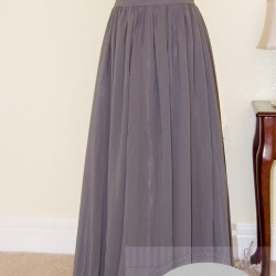 Абитуриентска Дълга Официална Сива Рокля Шифон Дантела