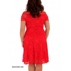 Дантелена Къса Рокля Макси Дами Червена Дантелена Къса Рокля Макси Дами Червена