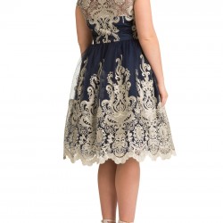Бална Къса Тъмносиня Рокля Бродерии Макси Размери Бална Къса Тъмносиня Рокля Бродерии Макси Размери