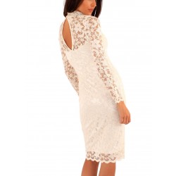 Елегантна Официална Рокля Бяла Дантела