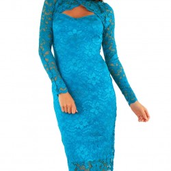 Дантелена Официална Рокля  Син Цвят