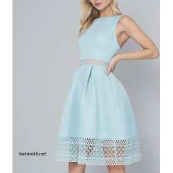 Елегантна Къса Официална Рокля Светлосиня Рокля