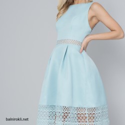 Елегантна Къса Официална Рокля Светлосиня Рокля