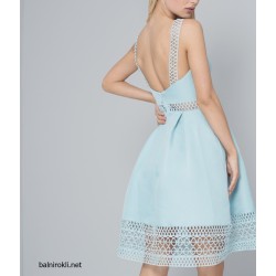 Елегантна Къса Официална Рокля Светлосиня Рокля