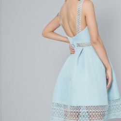 Елегантна Къса Официална Рокля Светлосиня Рокля