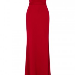 Бална Дълга Червена Рокля  Дантела Гол Гръб