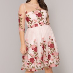 Елегантна Официална Рокля Флорален Принт  Макси Дами