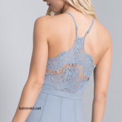 Дълга Елегантна Бална Рокля Син Цвят