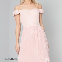 Елегантна  Коктейлна Рокля Розов Сатен