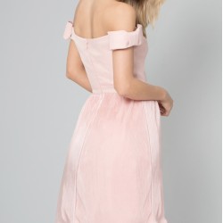 Елегантна Коктейлна Рокля Розов Сатен Елегантна Коктейлна Рокля Розов Сатен