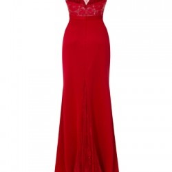 Бална Червена Рокля с Гол Гръб