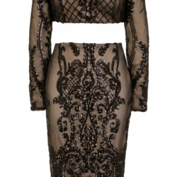 Блестяща Къса Секси Черна Пола и Топ Блестяща Къса Секси Черна Пола и Топ