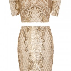 Блестяща Къса Секси Златиста Пола и Топ 2