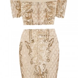 Блестяща Къса Секси Златиста Пола и Топ 2