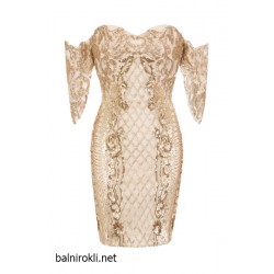 Абитуриентска Бална Къса Златиста Рокля