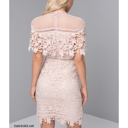 Бална Розова Рокличка Дантела Парти Бална Розова Рокличка Дантела Парти