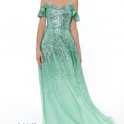 Абитуриентска Блестяща Бална Рокля  Цвят Мента Презрамки Абитуриентска Блестяща Бална Рокля  Цвят Мента Презрамки