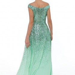 Абитуриентска Блестяща Бална Рокля Мента Деколте Абитуриентска Блестяща Бална Рокля Мента Деколте