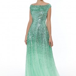 Абитуриентска Блестяща Бална Рокля Мента Деколте