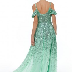 Абитуриентска Блестяща Бална Рокля  Цвят Мента Презрамки Абитуриентска Блестяща Бална Рокля  Цвят Мента Презрамки