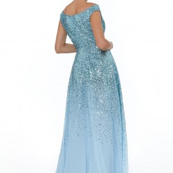 Абитуриентска Блестяща Светлосиня Рокля Деколте Абитуриентска Блестяща Светлосиня Рокля Деколте