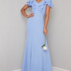 Бална Дълга Офицална Рокля Цвят СВЕТЛОСИН 