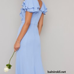 Бална Дълга Офицална Рокля Цвят СВЕТЛОСИН Бална Дълга Офицална Рокля Цвят СВЕТЛОСИН