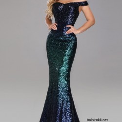 Абитуриентска Блестяща Дълга Рокля Деколте