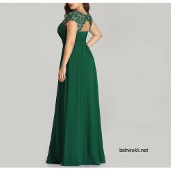 Бална Зелена Дълга Рокля Макси Дами Дантела Шифон