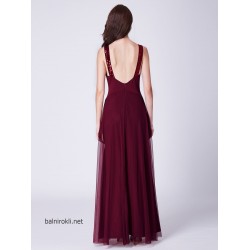 Абитуриентска Дълга Официална Рокля Бордо