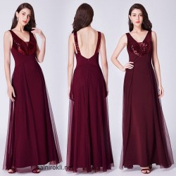 Абитуриентска Дълга Официална Рокля Бордо