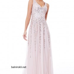 Бална Дълга Розова Рокля Тюл и Пайети