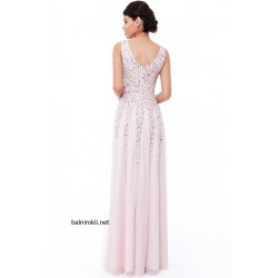 Бална Дълга Розова Рокля Тюл и Пайети