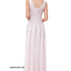 Бална Дълга Розова Рокля Тюл и Пайети