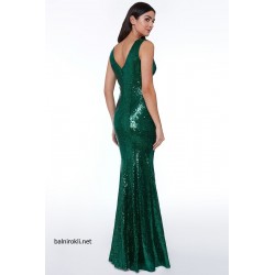 Официална Дълга Зелена Рокля Блестящи Пайети  Официална Дълга Зелена Рокля Блестящи Пайети